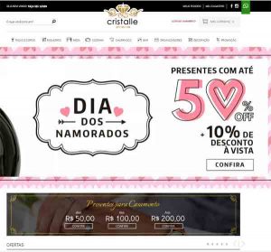 Interface da Cristalle, uma das lojas VTEX criadas pela Agência e-Plus