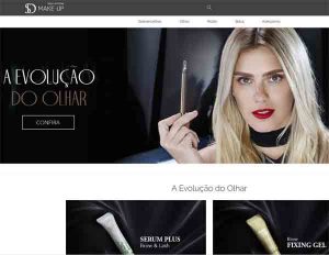 Interface da SD Make-up, uma das lojas VTEX criadas pela Agência e-Plus