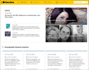 Aspecto geral do blog da Saraiva em um desktop