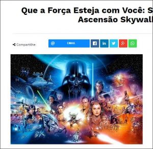 Botões para compartilhamento em redes sociais ficam no topo dos posts, no blog da Saraiva