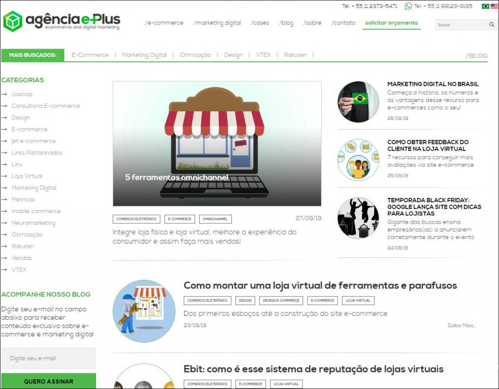 Home do blog da e-Plus, uma fonte de informações sobre e-commerce