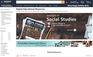 Detalhe da parte do site da Amazon onde os recursos educacionais são vendidos