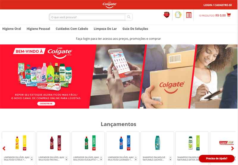 Detalhe da homepage da Loja Colgate