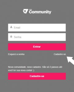 Na janela de login, clique em cadastre-se