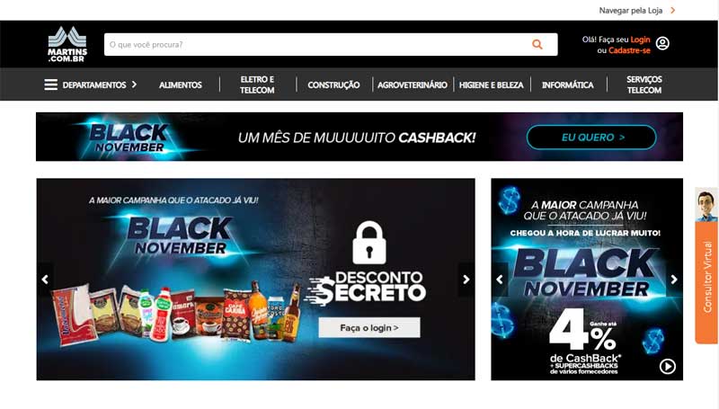 Detalhe da homepage do marketplace