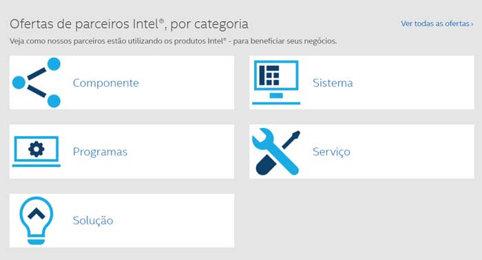 Categorias do marketplace Intel