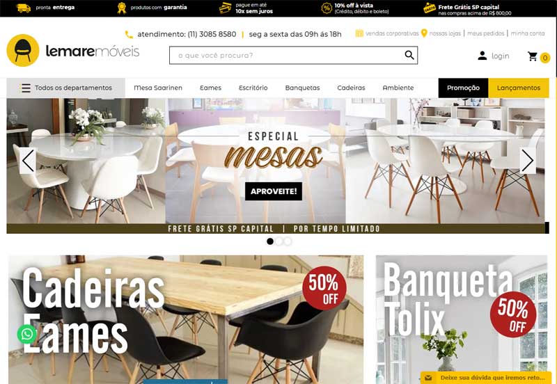 Homepage da loja virtual da Lemare Móveis produzida pela agência e-Plus com o VTEX CMS