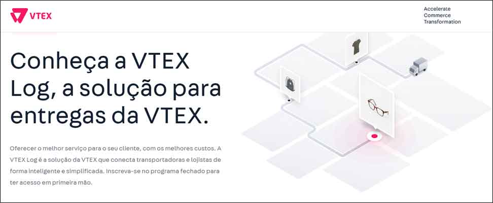Detalhe da homepage do sistema VTEX Log