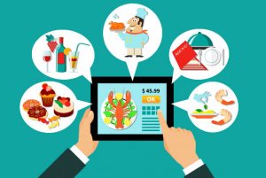 Integre seu restaurante físico a uma loja virtual e comece a vender comida pela internet. Imagem: @macrovector