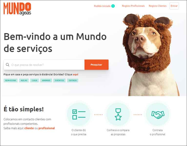 Detalhe da homepage do Mundo Ageas