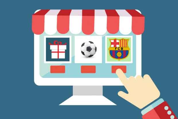 FC Barcelona lança novo e-commerce: clube visa expansão e internacionalização do varejo online. Imagens: @macrovector @photoroyalty @logodownload