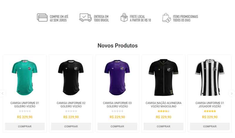 Detalhe da loja virtual do Ceará Sporting Club