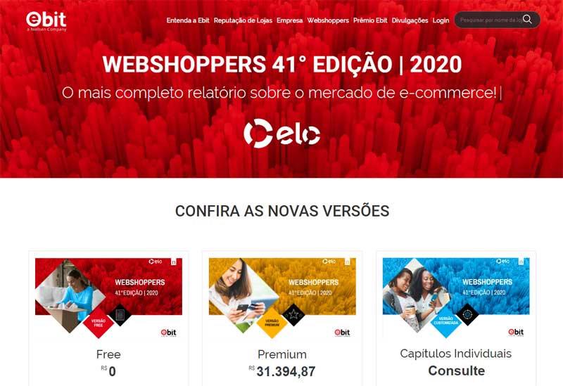 Print do site do Relatório Webshoppers, que apresenta periodicamente o desempenho das principais categorias de comércio eletrônico da atualidade. Vale a pena acompanhar.