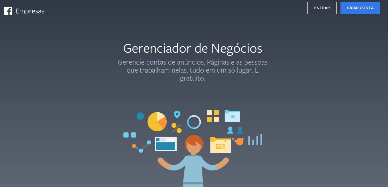 print da interface do Gerenciador de Negócios do Facebook