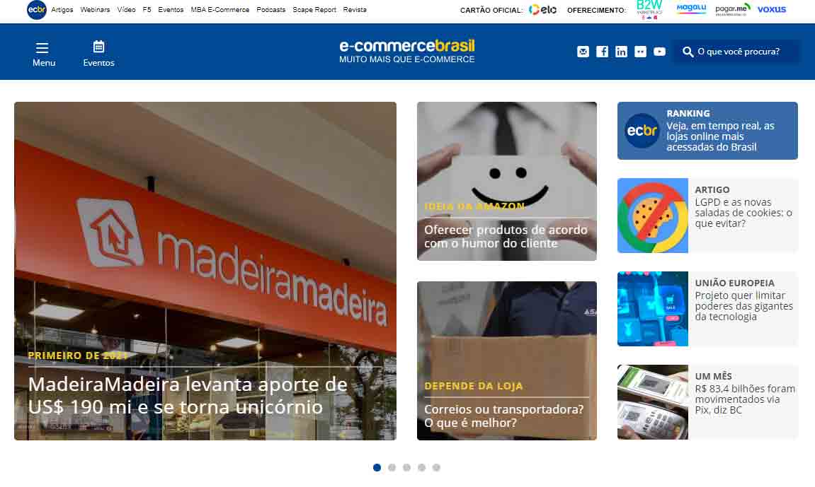 Print da home page do site E-commerce Brasil