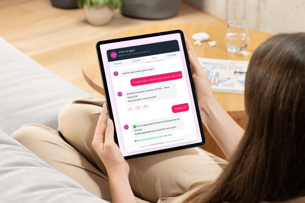 Jornada de compra na VTEX CX Platform com agentes de IA no WhatsApp